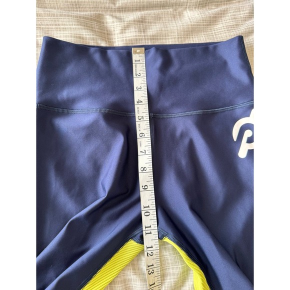 Peloton Blue And Yellow Workout Leggings Size L Compression High Waist A114 - Picture 7 of 8